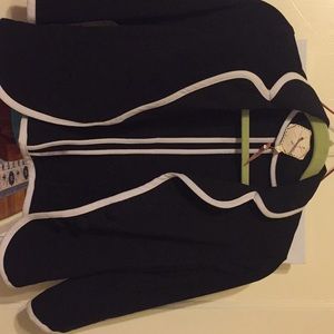 Black blazer with white trim